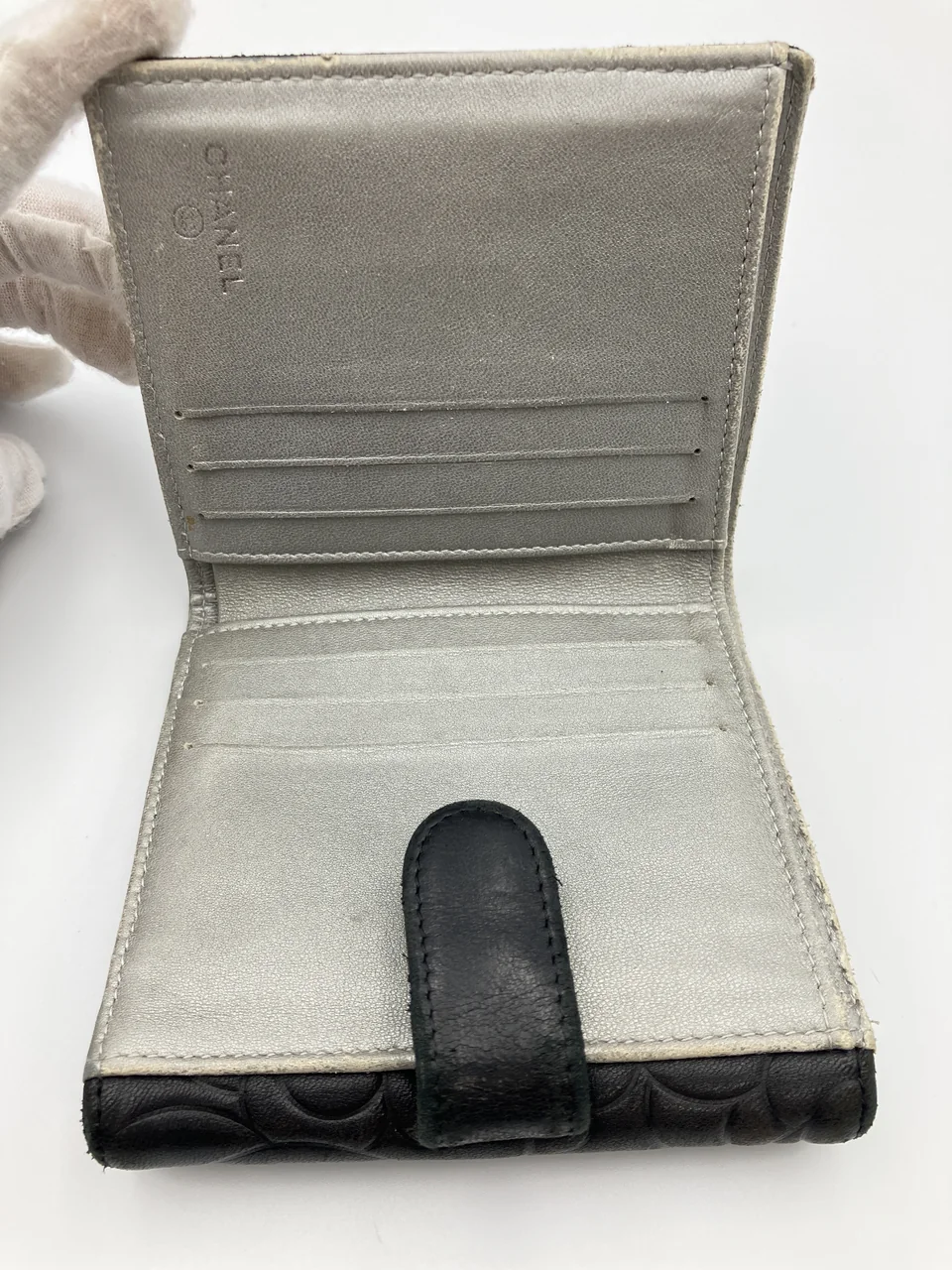 CHANEL LAMB SKIN CAMELIA WALLET view 14