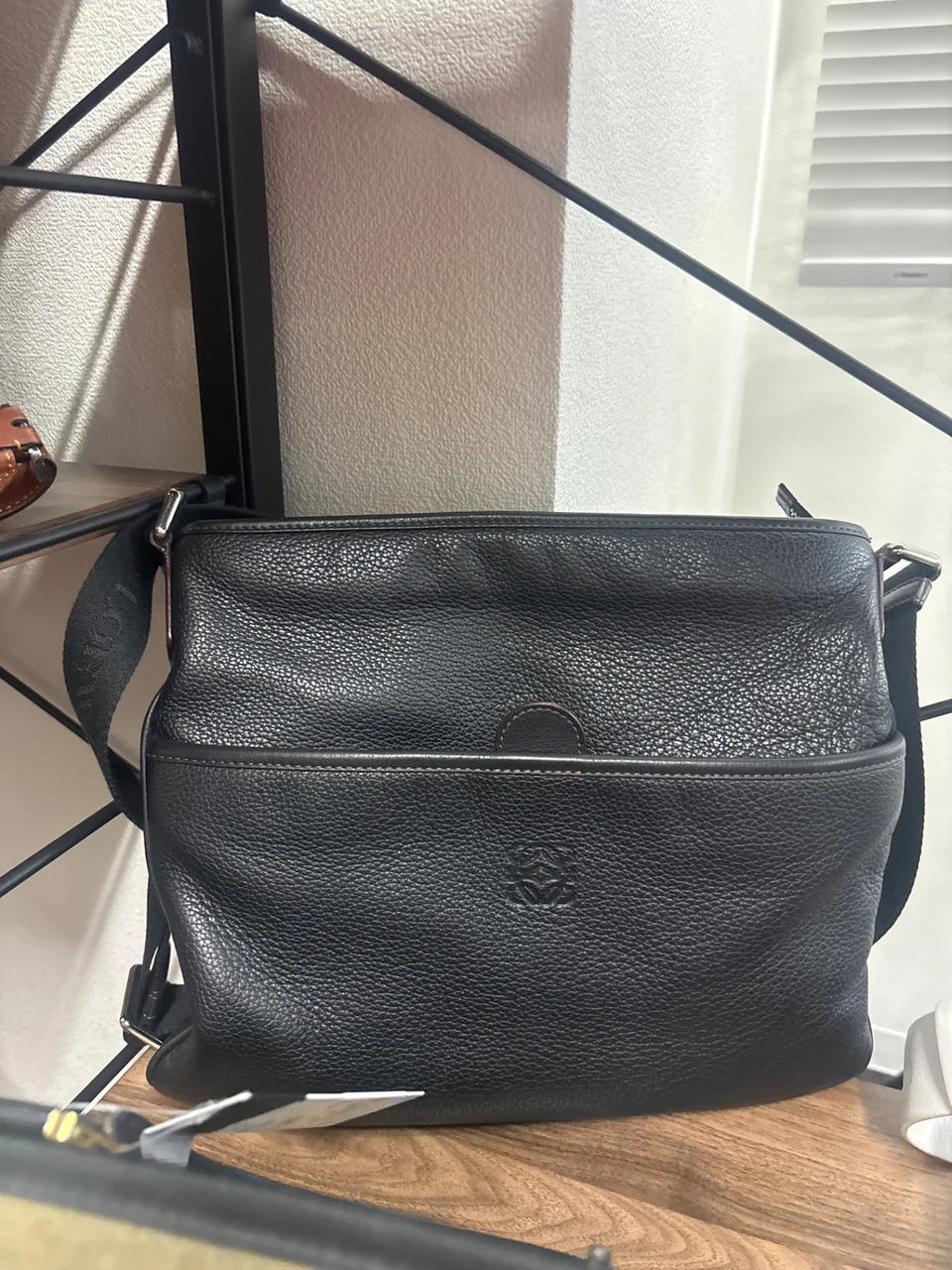 LOEWE ANAGRAM MESSENGER BAG (BLACK) hover