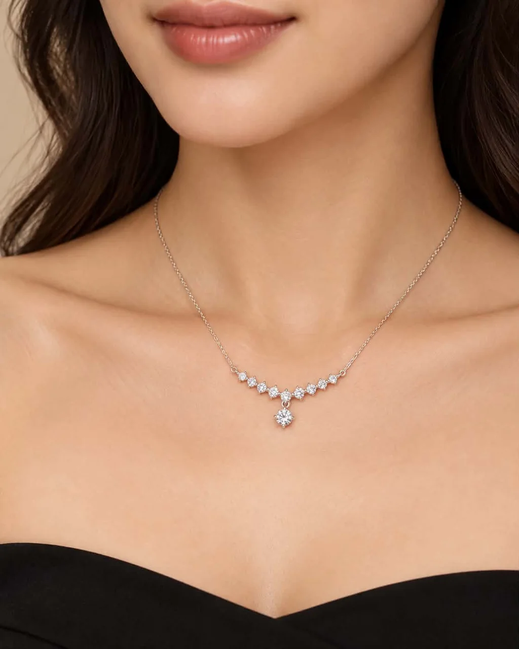 K18WG DIAMOND NECKLACE FD0.20CT 1.3G