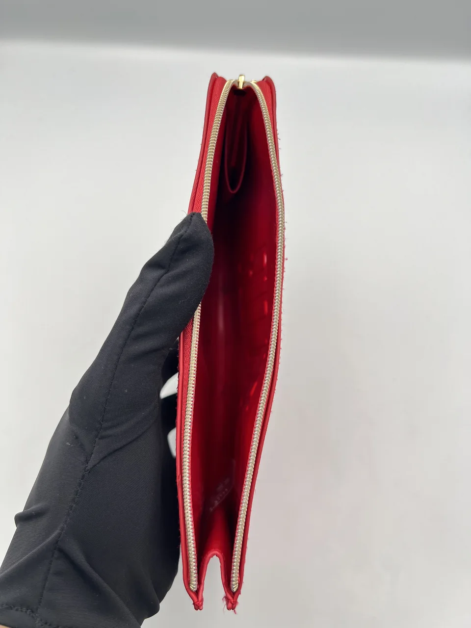 CHRISTIAN DIOR RED L-ZIP COSMETIC POUCH view 5