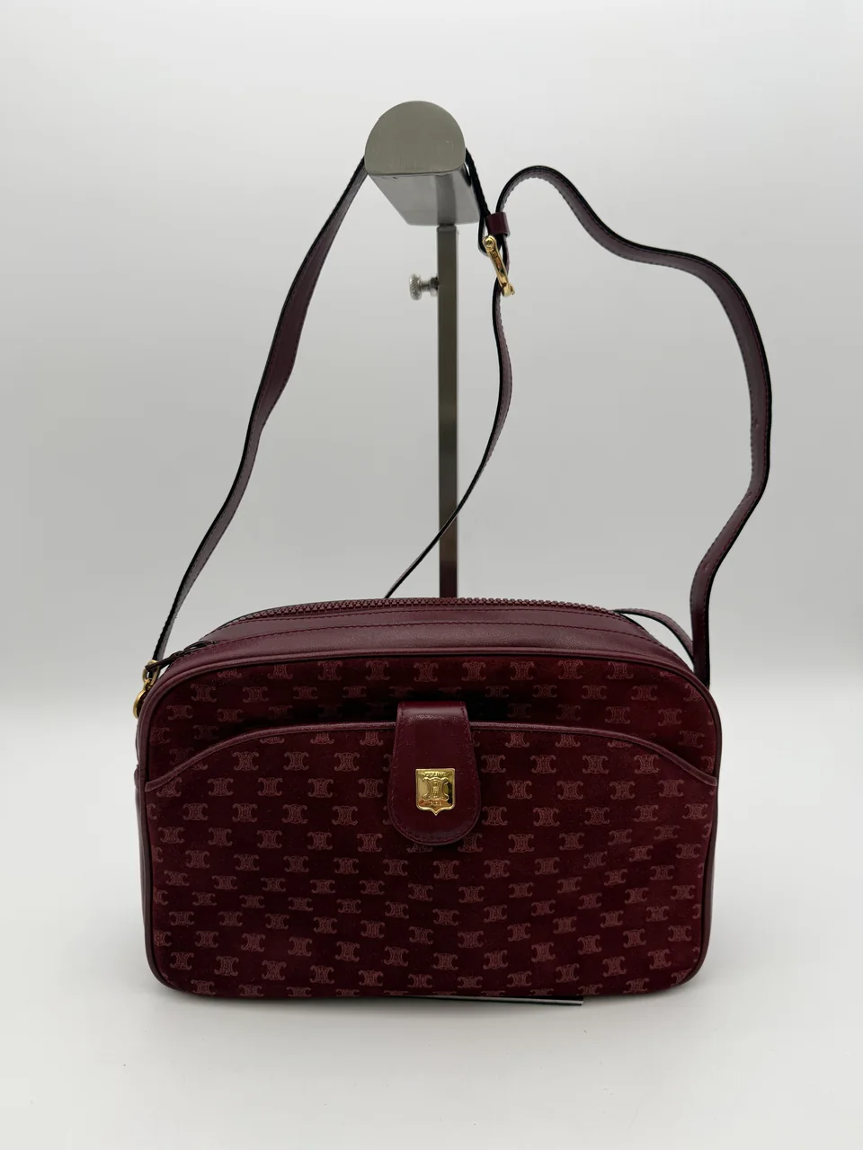 CELINE MACADAM SHOULDER BAG (BORDEAUX)