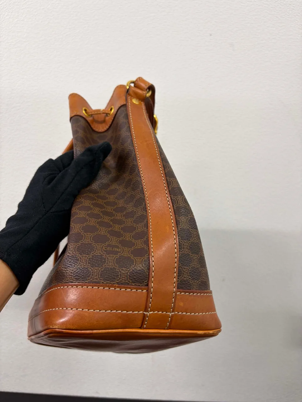 CELINE MACADAM SHOULDER BAG (BROWN) view 4