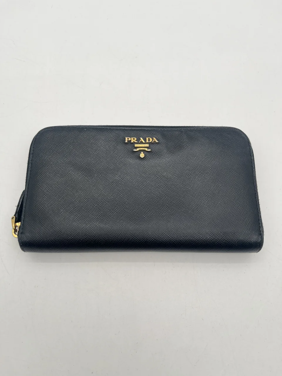 PRADA SAFFIANO ROUND FASTENER LONG WALLET (BLACK)